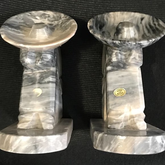 MARBLE SOMBRERO HAT MEXICAN SIESTA SCULPTED CARVED BOOKENDS - Picture 3 of 8